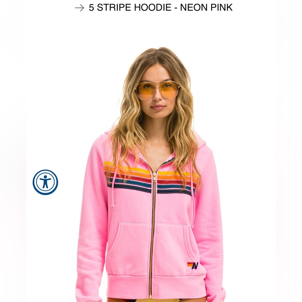 Aviator Nation 5 Stripe Zip Up Hoodie Size Medium